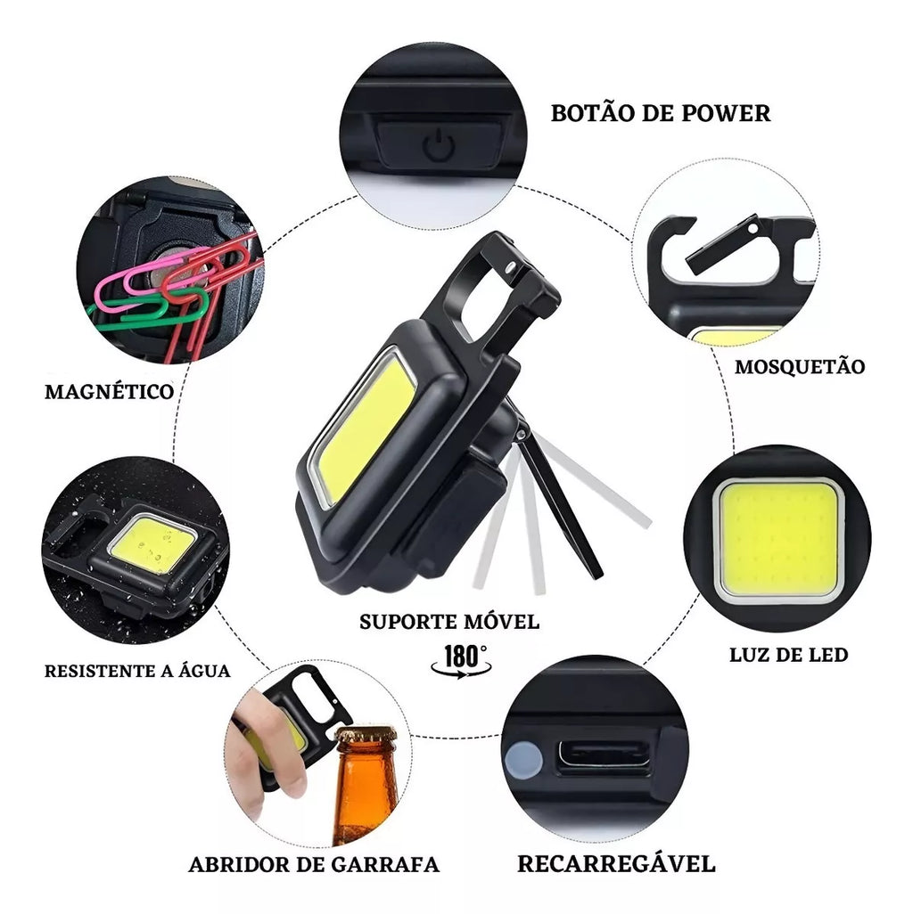 Mini Lanterna Multifuncional Titanium - Ultra Potente