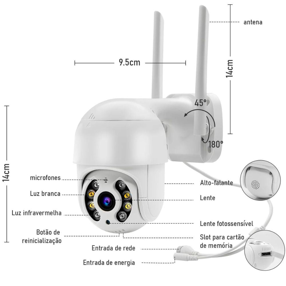 Câmera Icsee A8 Wi-Fi Full HD 1080p 360° Visão Noturna e Detecção Humana | TemPrime