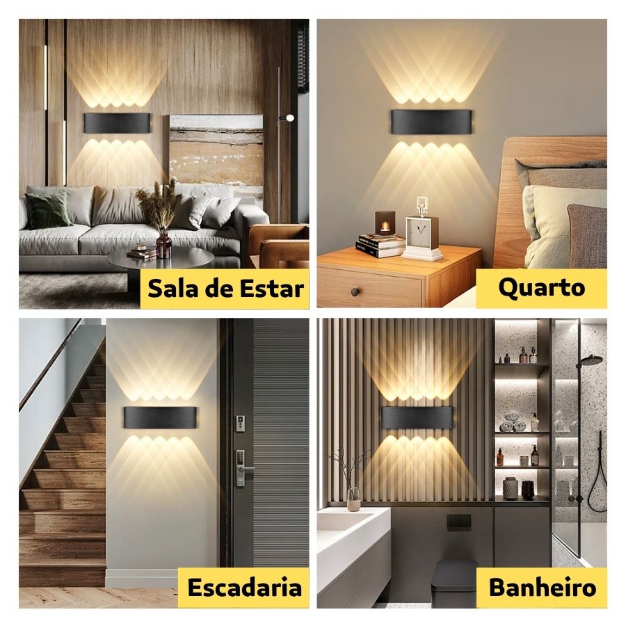 Arandela de Parede Retangular Led 2 Focos