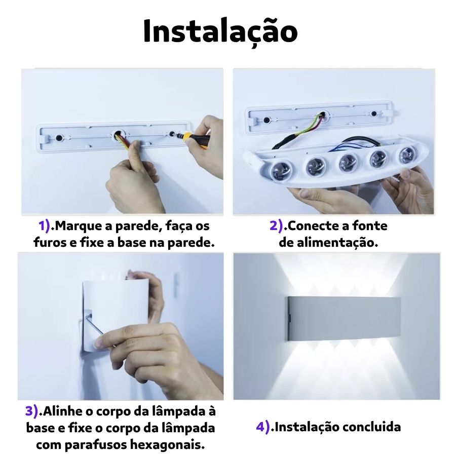 Arandela de Parede Retangular Led 2 Focos