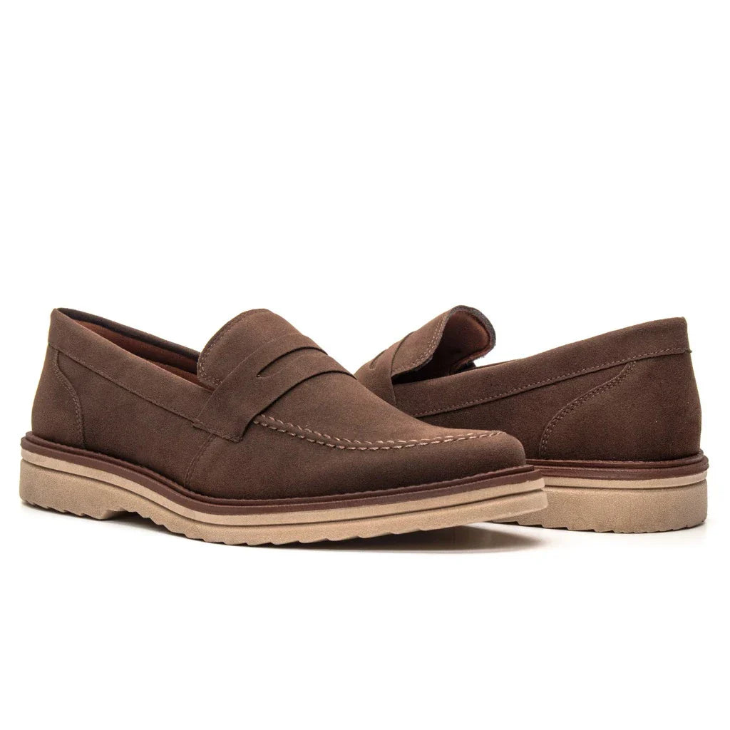 Loafer mocassim Oxford Em Couro Camurça Legitimo