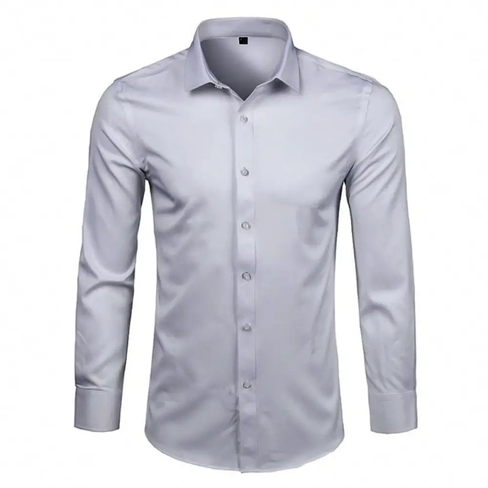 Camisa Social Masculina Anti Amassado - Ultra Comfort (Compre 1 Leve 2) Cinza / Preto / P 026