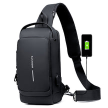 Bolsa de Ombro Antifurto com Carregamento USB - Fibra de Carbono
