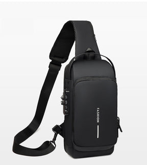 Bolsa de Ombro Antifurto com Carregamento USB - Fibra de Carbono