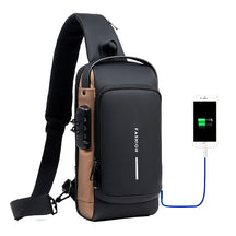 Bolsa de Ombro Antifurto com Carregamento USB - Fibra de Carbono