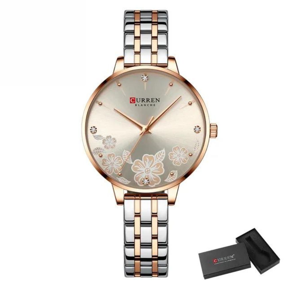 Relógio Feminino Elegance 9068S Quartz Pulseira em Aço Inoxidável | TemPrime