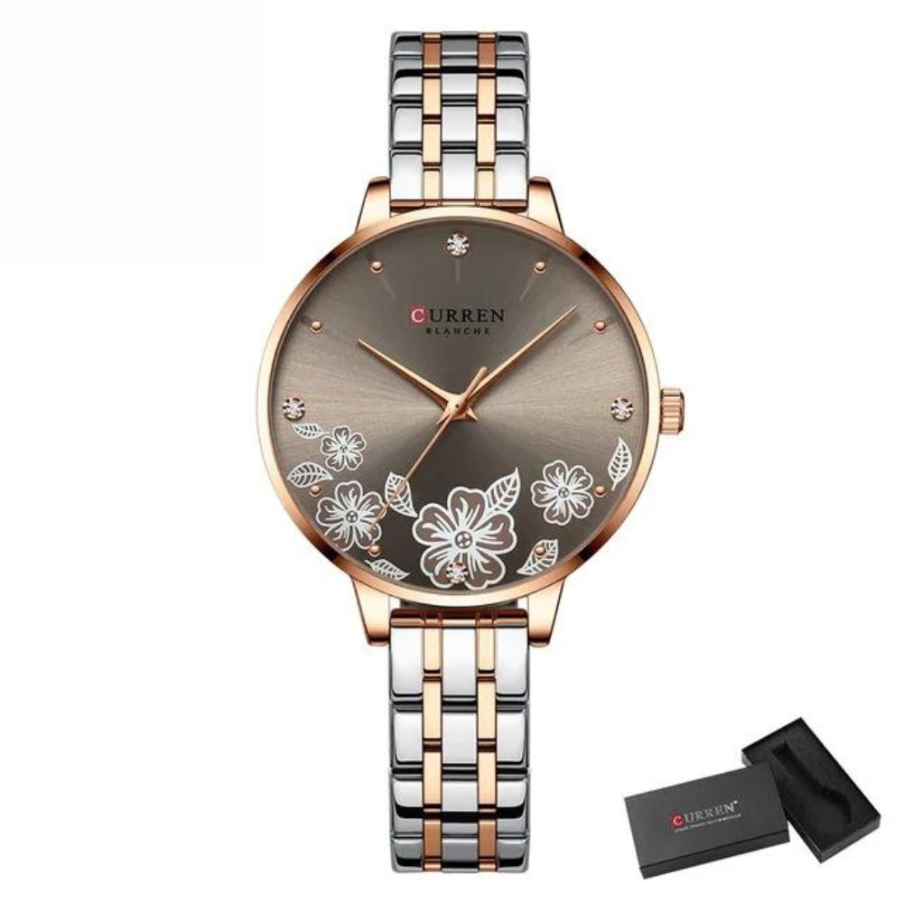 Relógio Feminino Elegance 9068S Quartz Pulseira em Aço Inoxidável | TemPrime