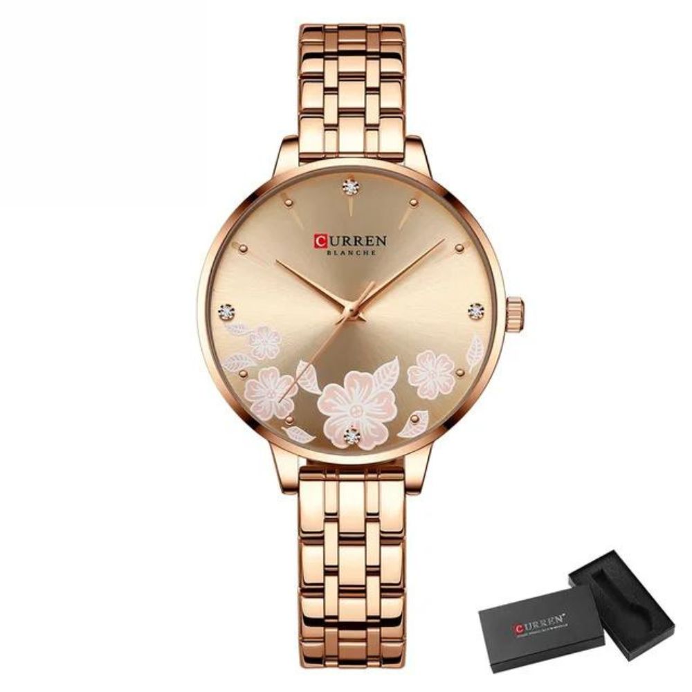 Relógio Feminino Elegance 9068S Quartz Pulseira em Aço Inoxidável | TemPrime