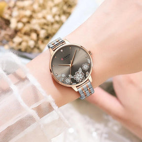 Relógio Feminino Elegance 9068S Quartz Pulseira em Aço Inoxidável | TemPrime