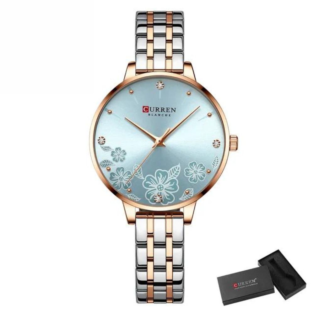Relógio Feminino Elegance 9068S Quartz Pulseira em Aço Inoxidável | TemPrime