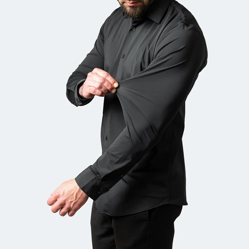 Camisa Social Ultra Comfort Tecido Seda Gelo - Não amarrota