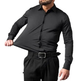 Camisa Social Masculina Anti Amassado - Ultra Comfort (Compre 1 Leve 2) Preto / Preto / P 026