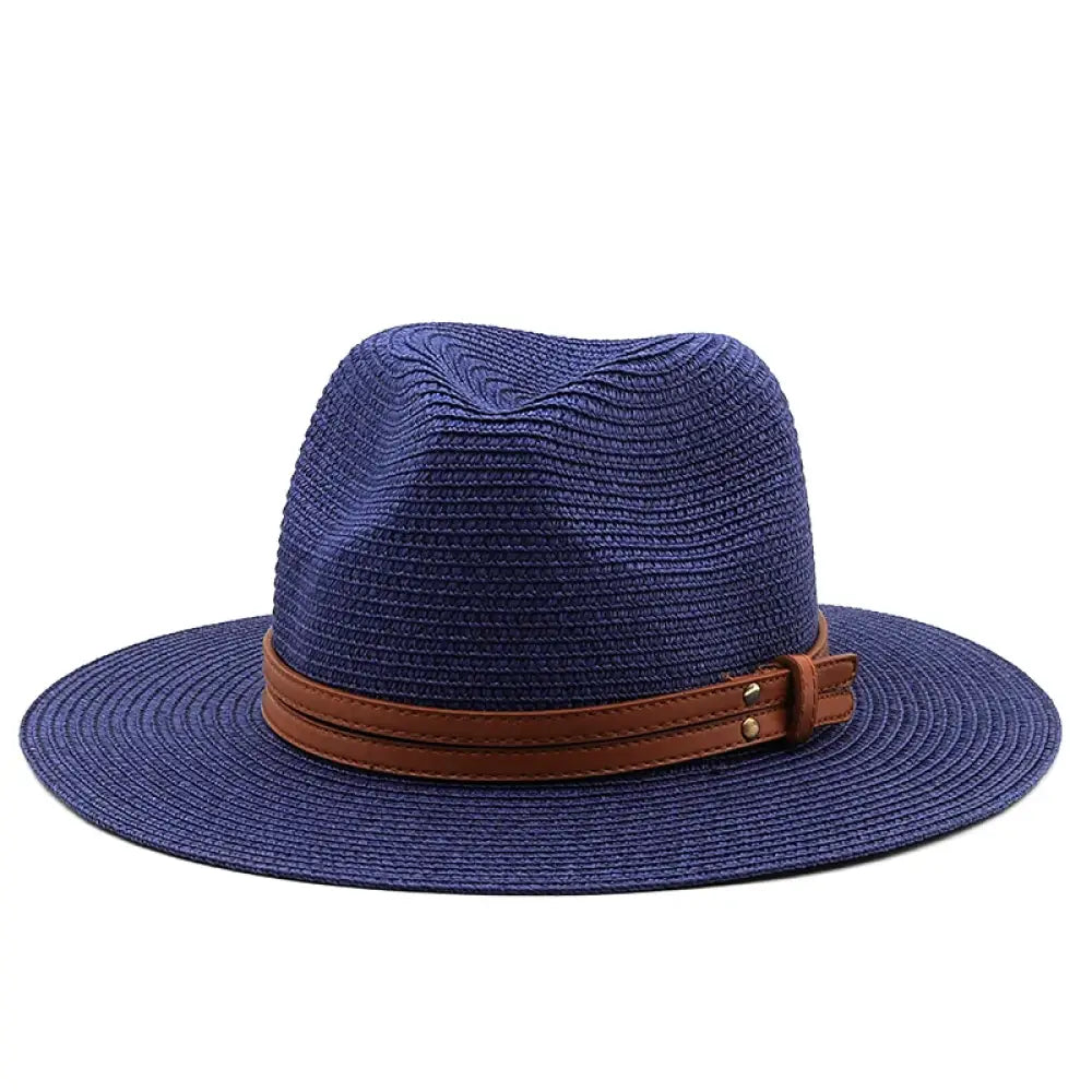 Chapeu Panama em Palha Unissex Azul escuro / 54cm 024