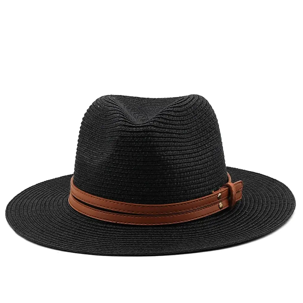 Chapeu Panama em Palha Unissex Preto / 54cm 024