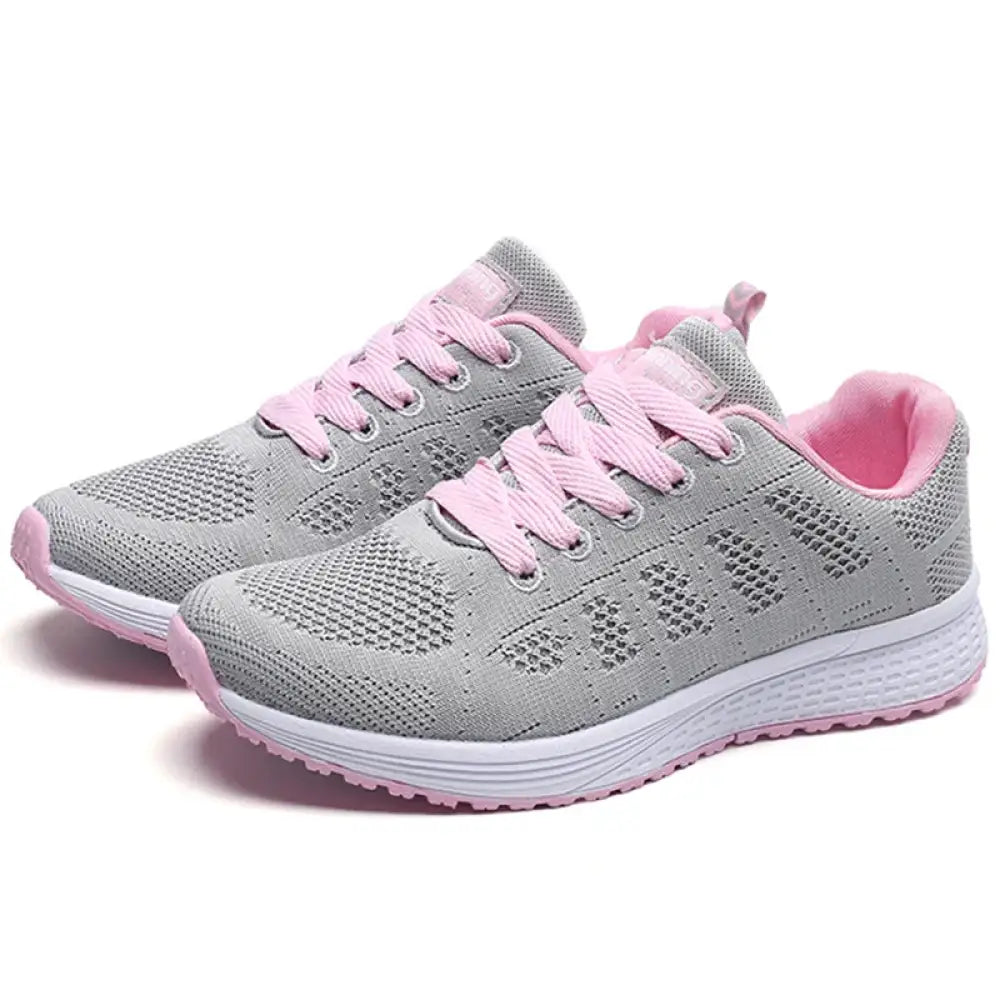 Tênis Feminino para Caminhada Ultra Leve Cinza/Rosa / 33 034